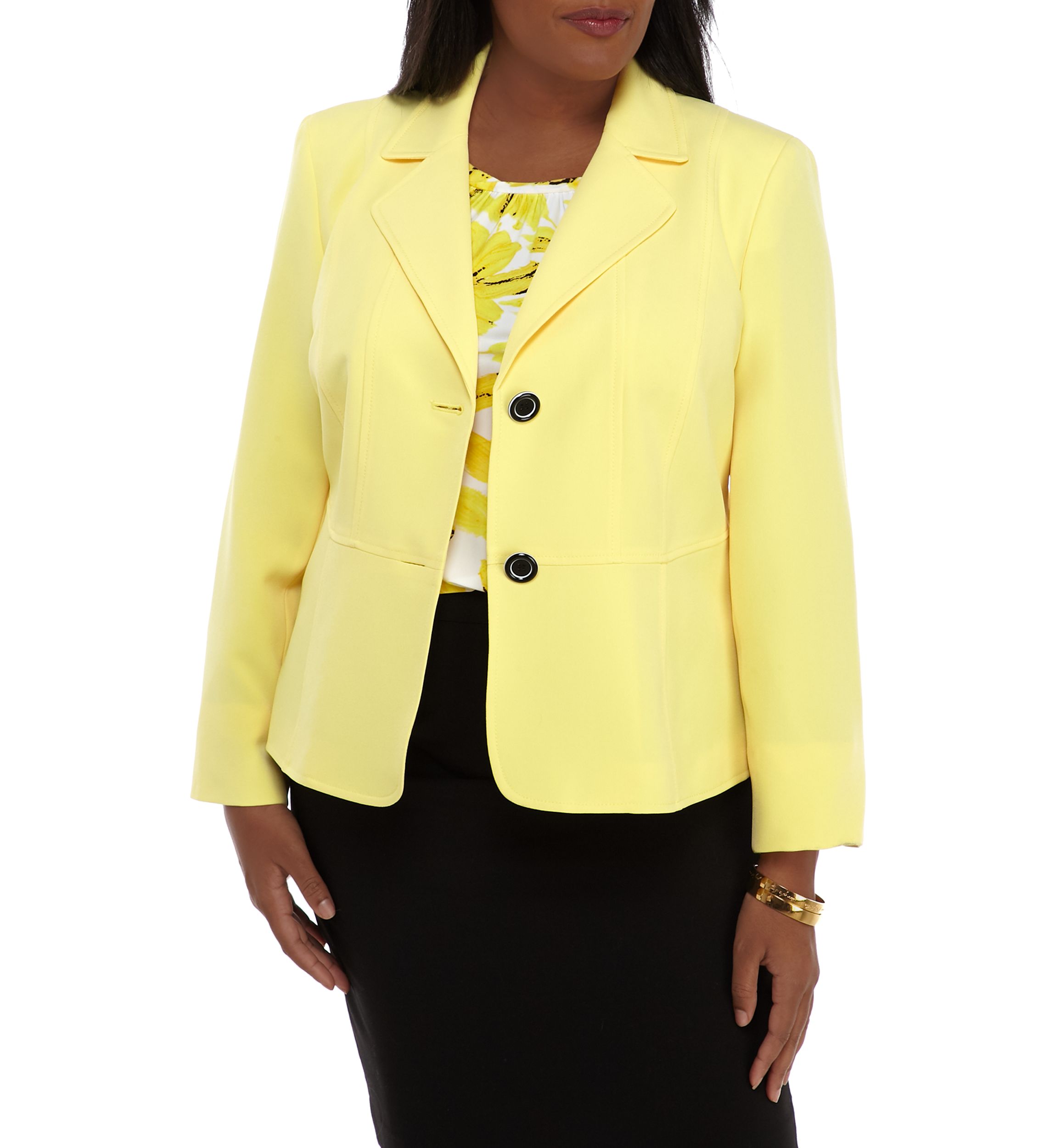 Plus Size 2 Button Crepe Jacket