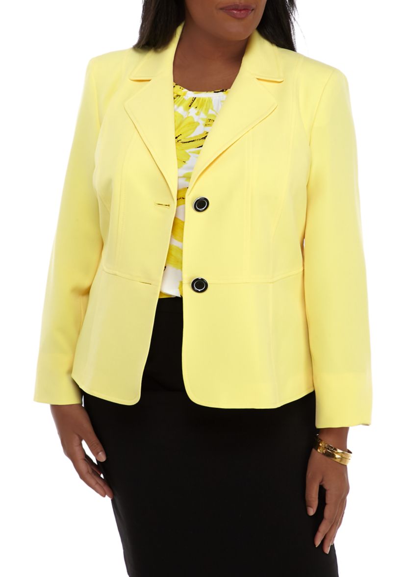 Plus Size 2 Button Crepe Jacket