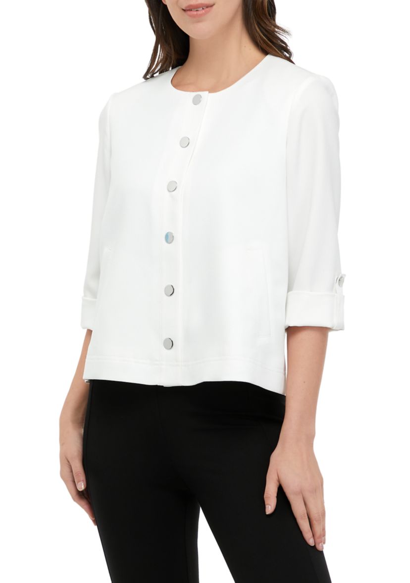 Roll Tab Sleeve Snap Front jacket 