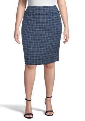 Kasper Plus Size Tweed Fringe Skirt | belk