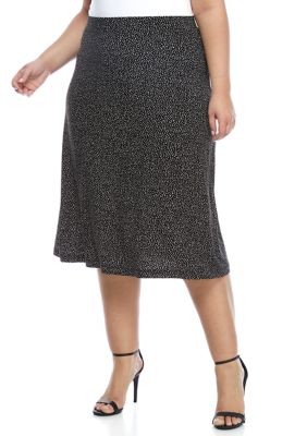 Kasper Plus Size Printed Jersey Midi Flared Skirt | belk
