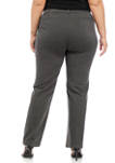 Plus Size Pull On Faux Fly Straight Leg Trouser Pants 