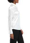 Womens Button Front Satin Blouse