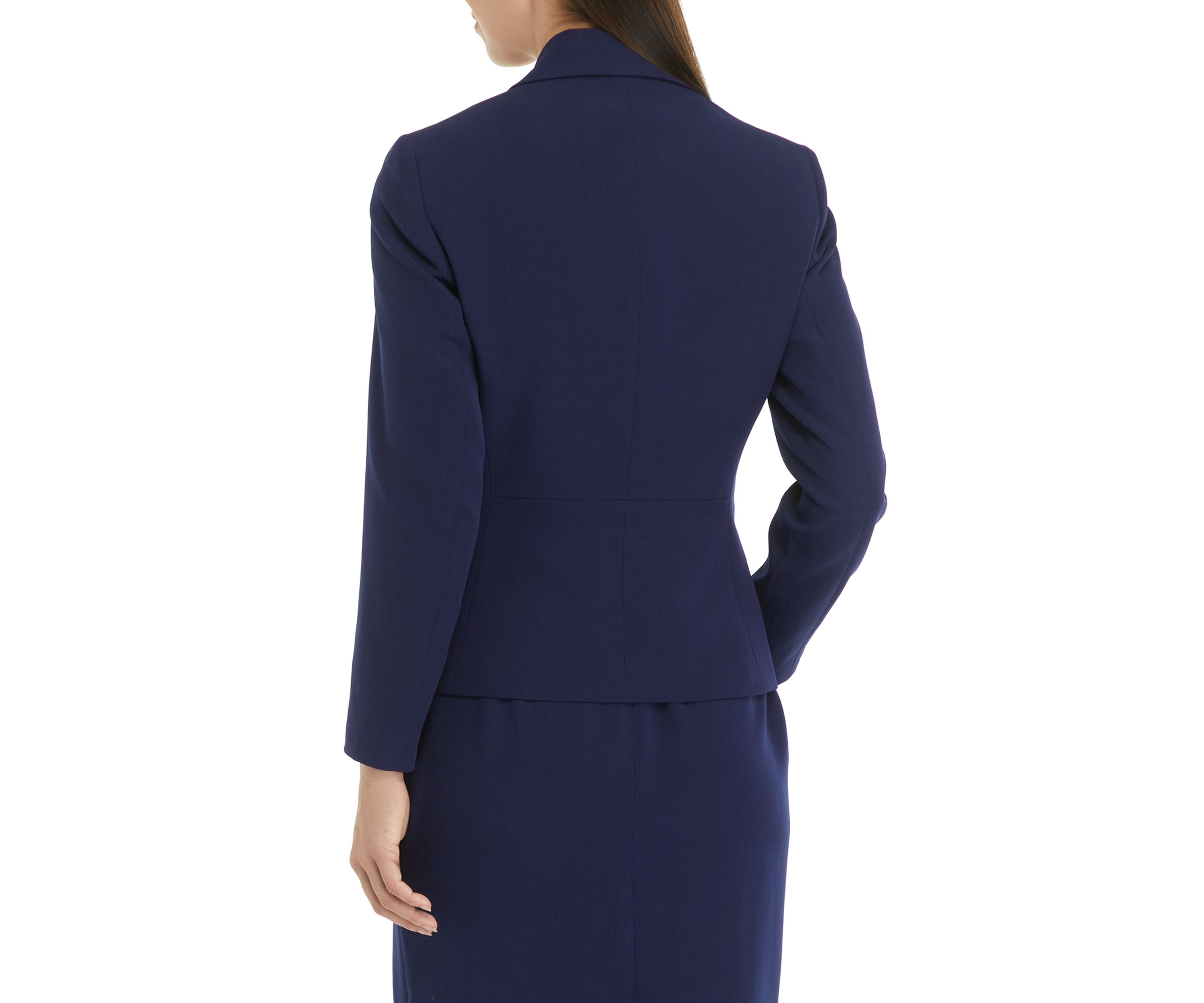 Womens Stretch Crepe Two Button Flap Pocket Jacket