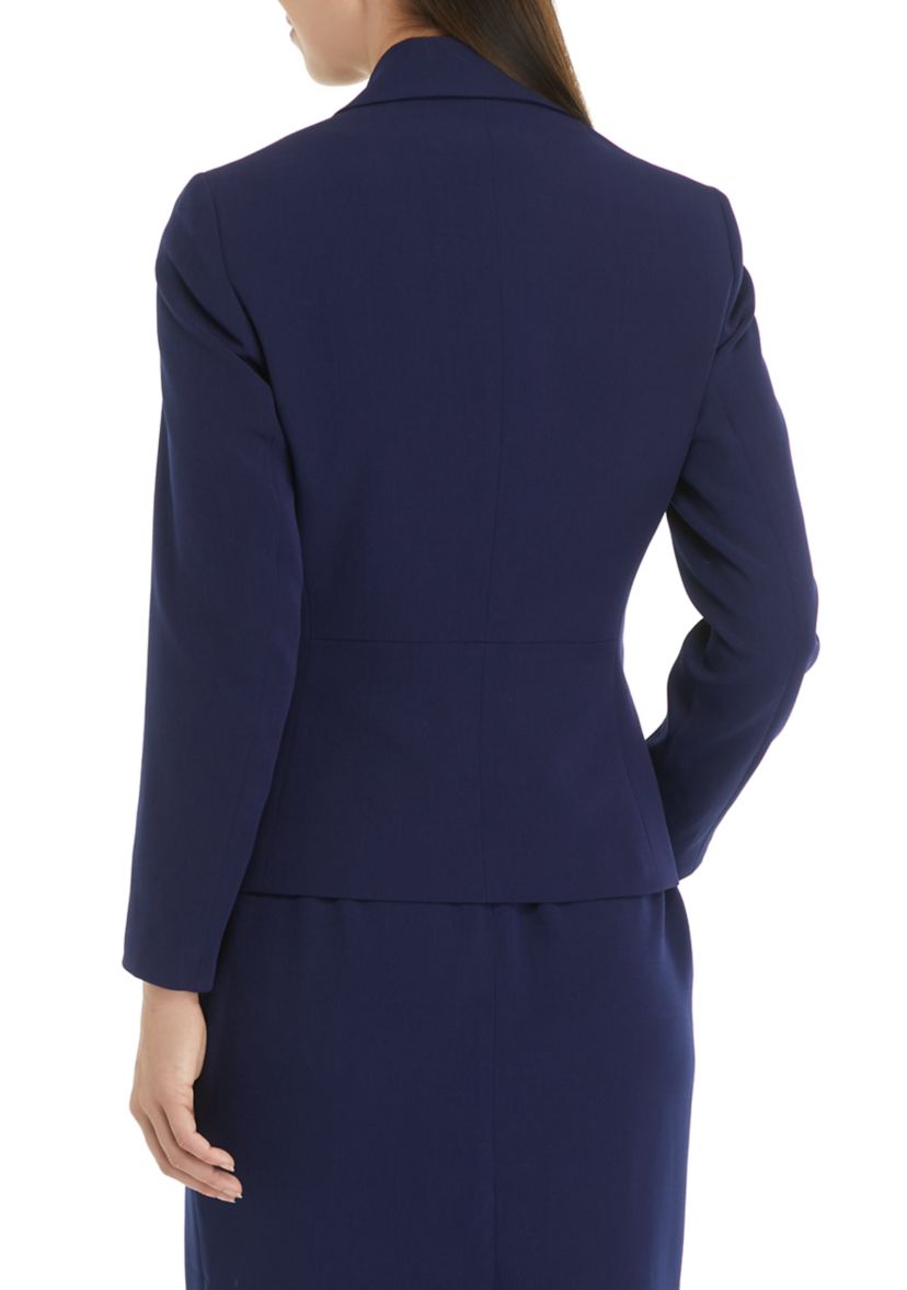 Womens Stretch Crepe Two Button Flap Pocket Jacket