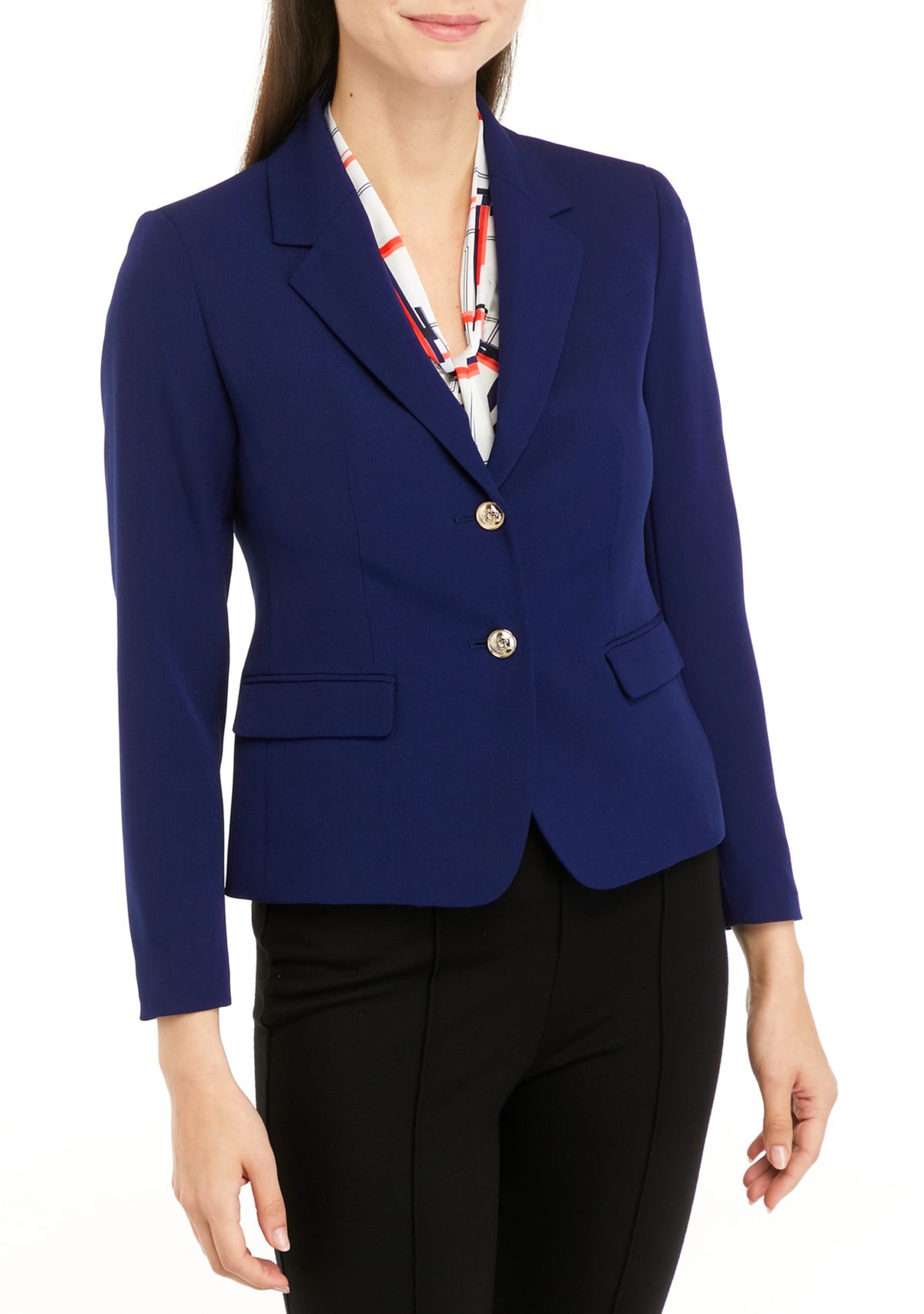Petite  Two Button Flap Pocket Blazer
