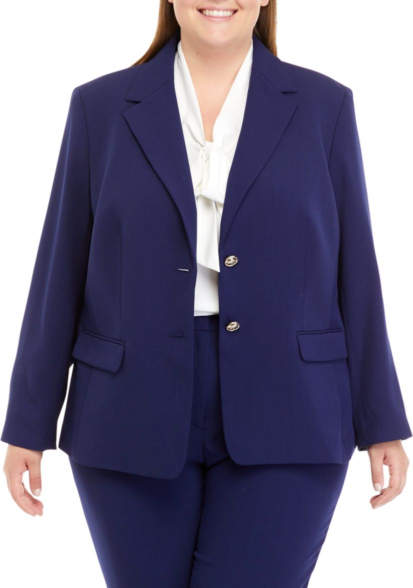 Plus Size  Two Button Flap Pocket Jacket