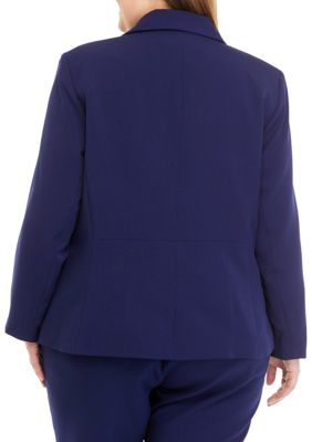 CeCe Plus Size Twill Double Breasted Shawl Collar Long Sleeve