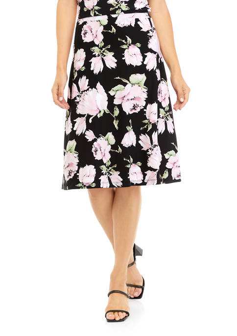 Kasper Petite Pull On Floral Midi Skirt