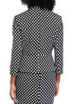 Womens 3/4 Sleeve Button Front Polka Dot Jacket 