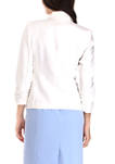Womens One Button Notched Collar Linen Jacket