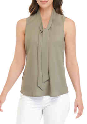 Fashion Blouses Sleeveless Blouses ODEON Sleeveless Blouse brown-silver-colored wet-look 