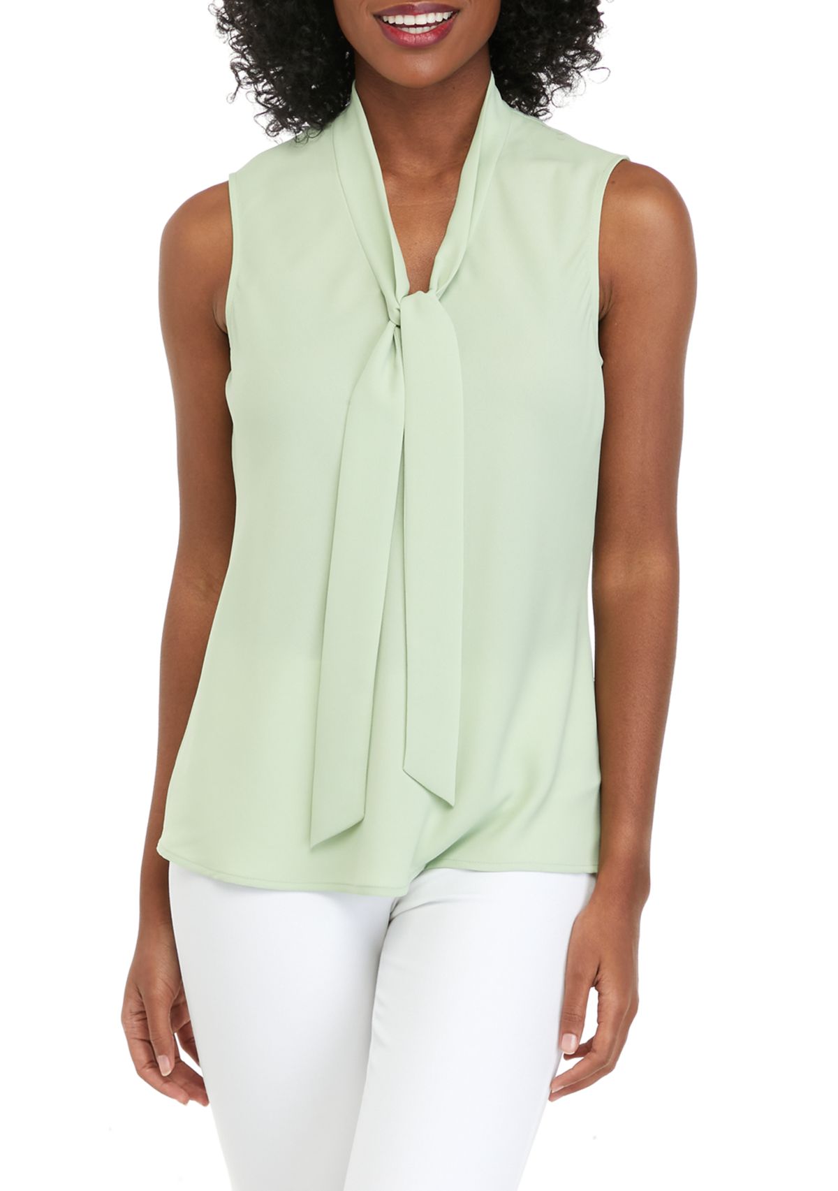 Womens Sleeveless Tie Front Blouse