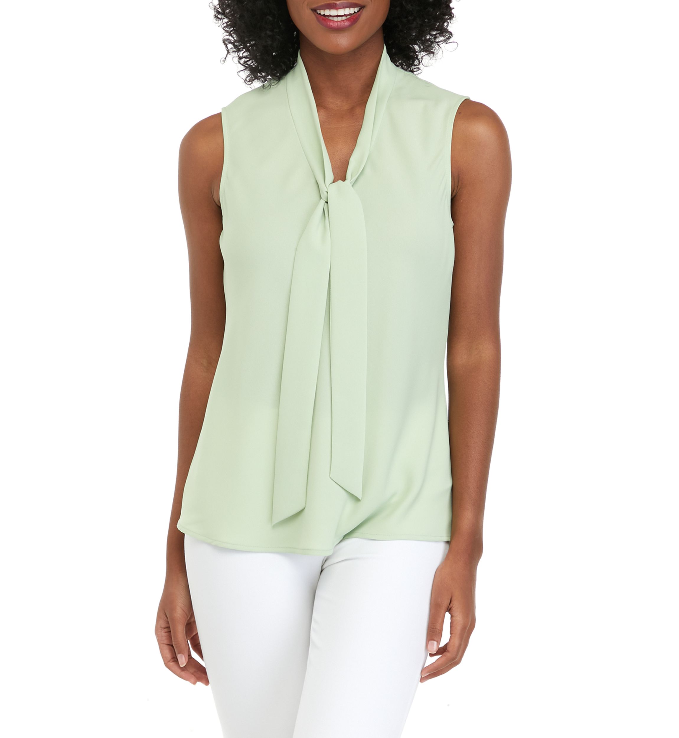 Womens Sleeveless Tie Front Blouse
