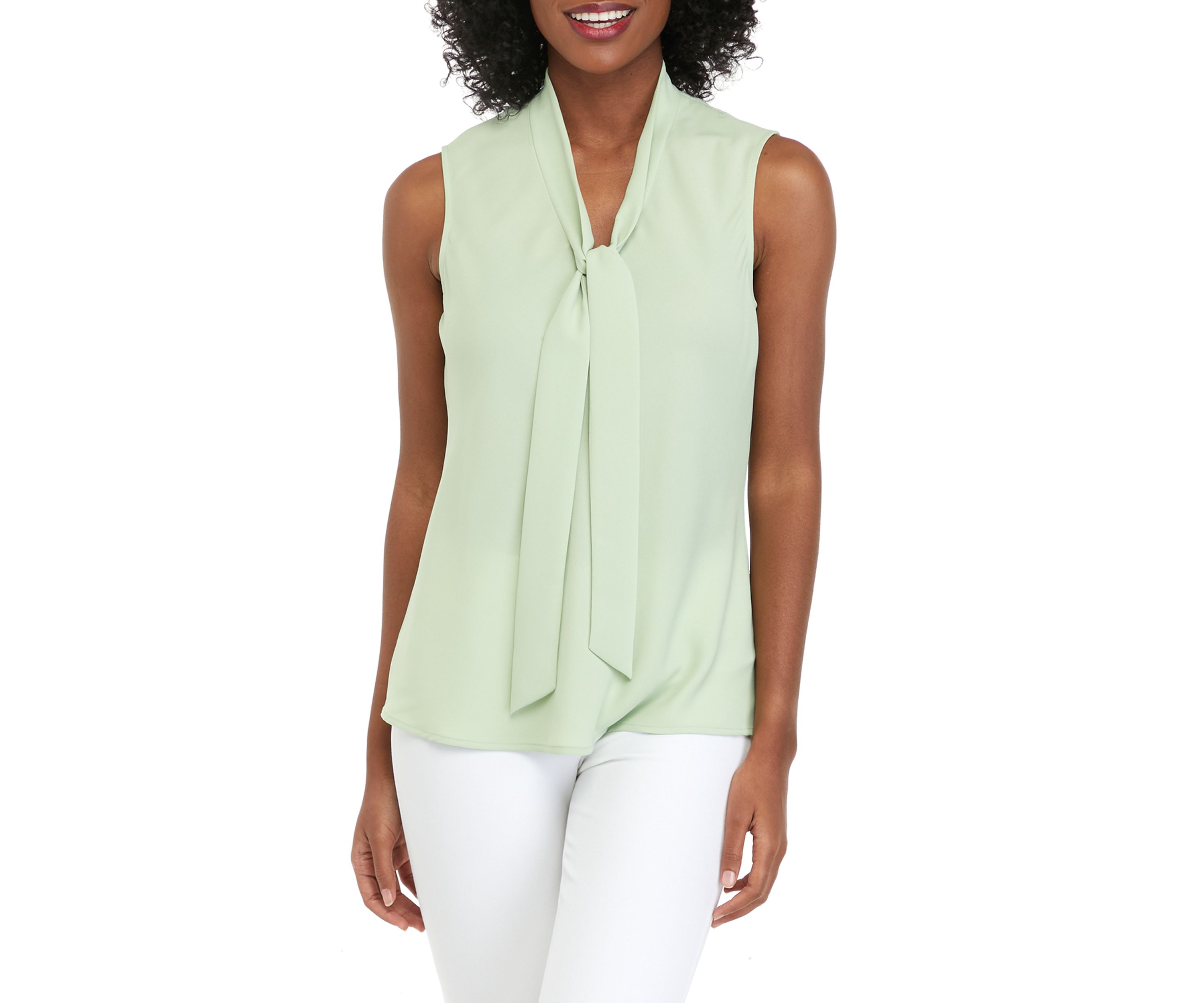 Womens Sleeveless Tie Front Blouse