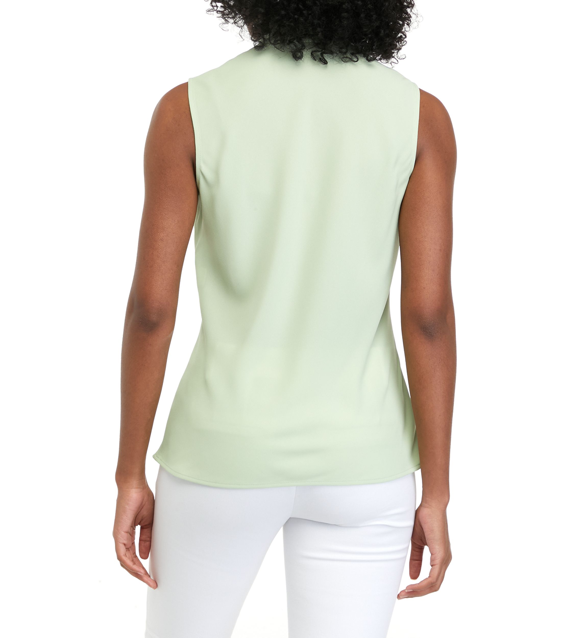 Womens Sleeveless Tie Front Blouse