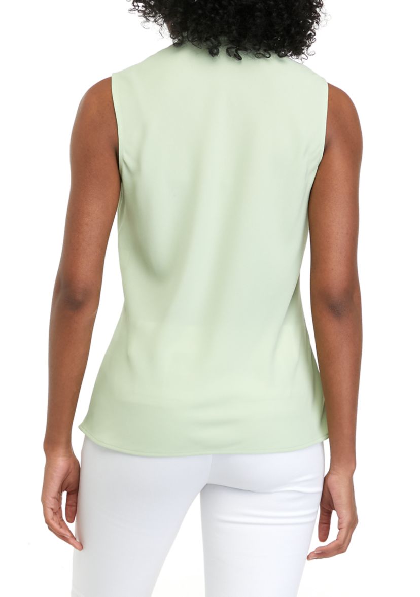 Womens Sleeveless Tie Front Blouse