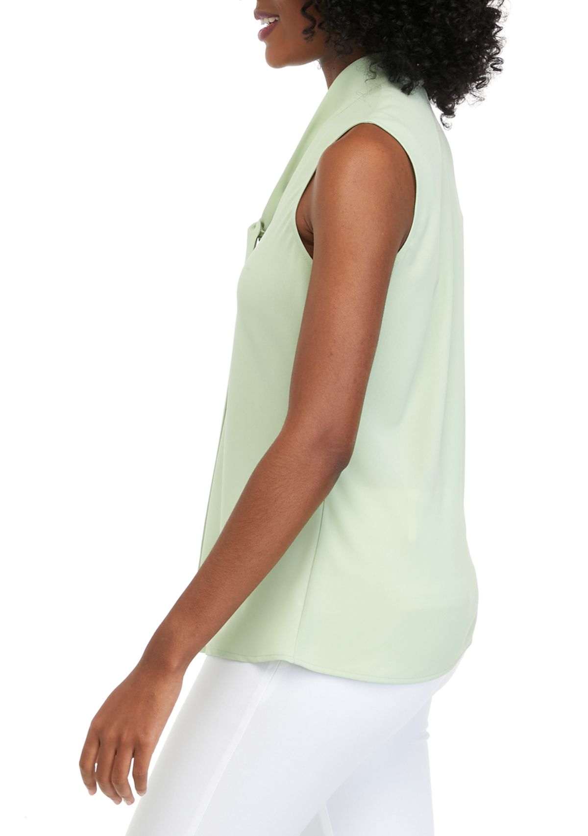 Womens Sleeveless Tie Front Blouse