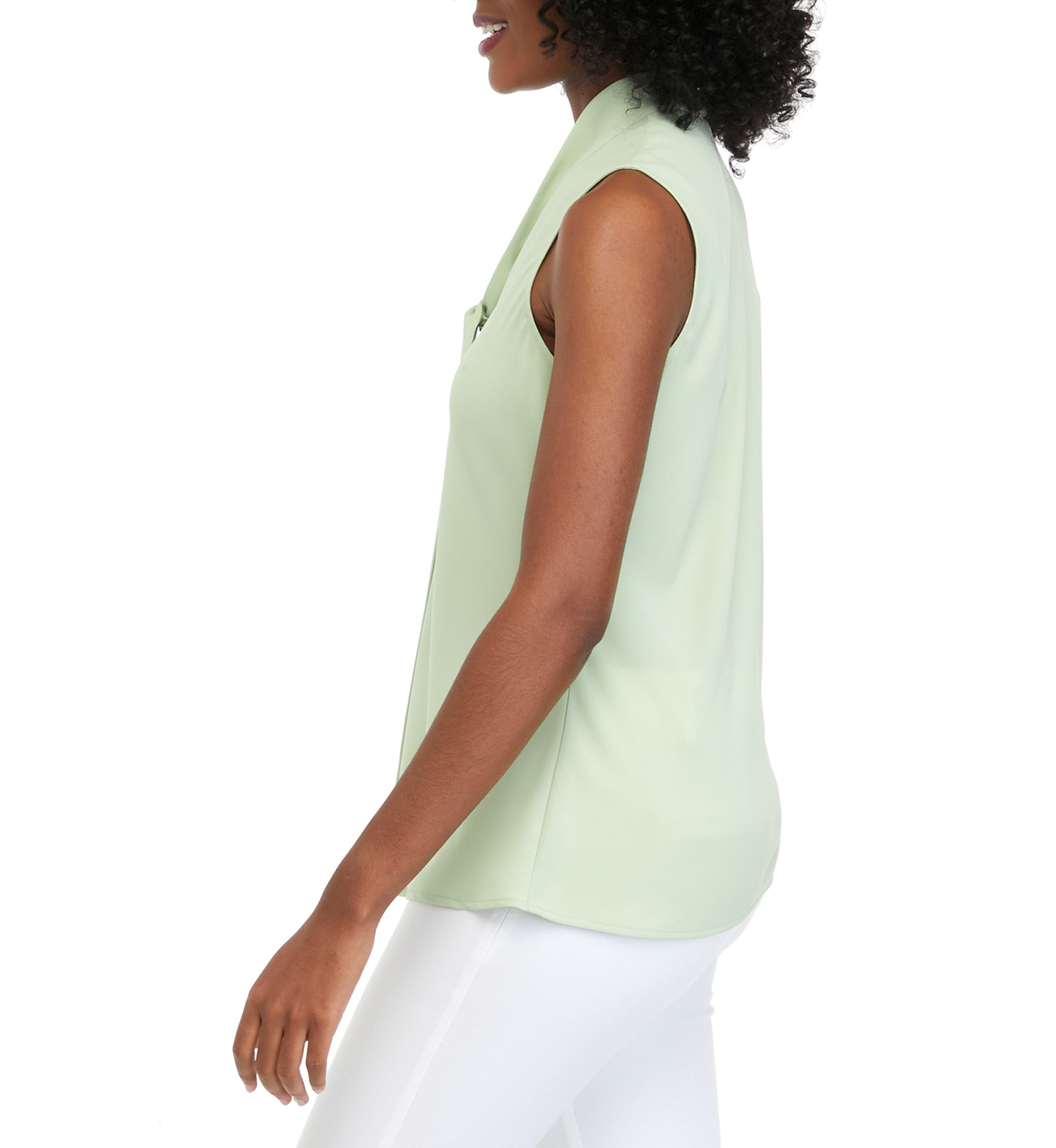 Womens Sleeveless Tie Front Blouse