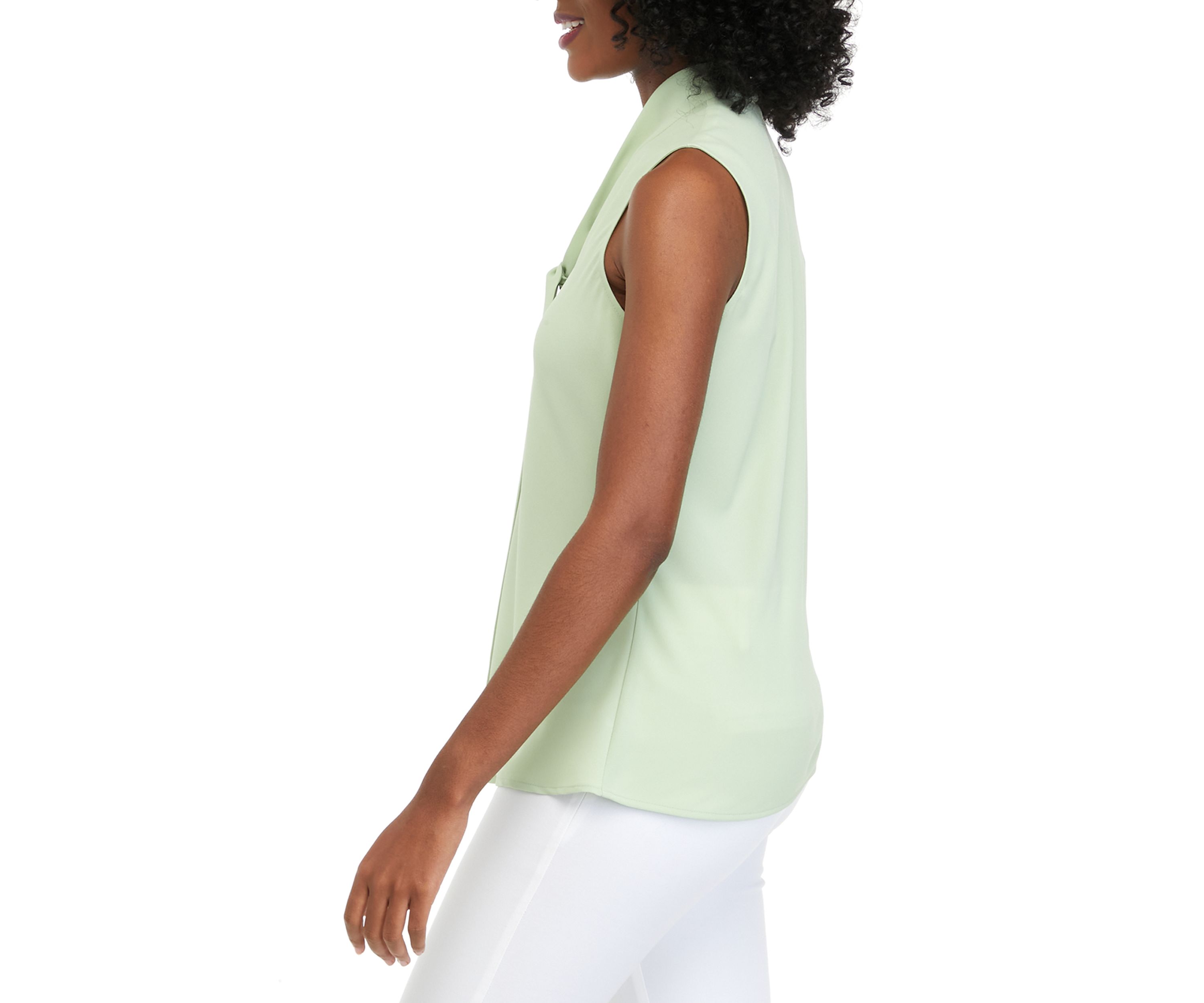 Womens Sleeveless Tie Front Blouse