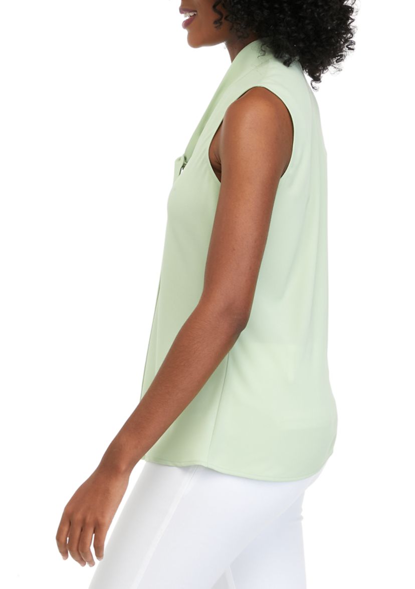 Womens Sleeveless Tie Front Blouse