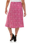 Plus Size Printed Knit Midi Skirt