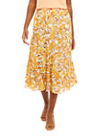 Womens Pull On Paisley Tiered Woven Skirt 