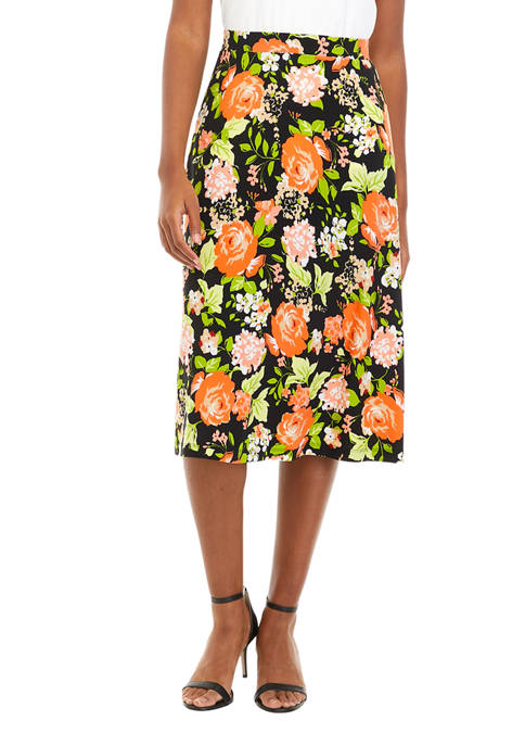 Kasper Petite Floral Printed Midi Skirt