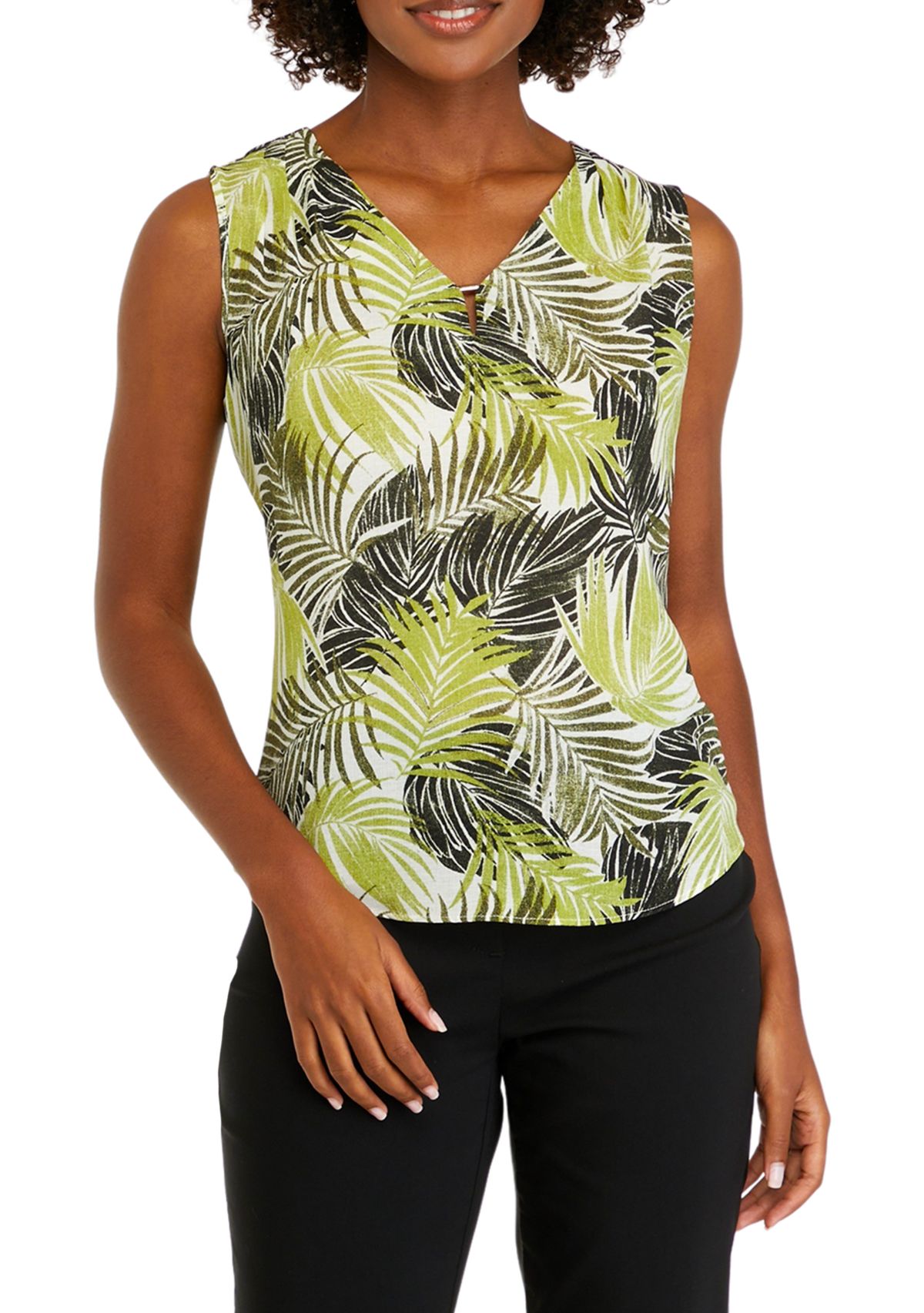 Womens Cap Sleeve Tropical Print Chiffon Blouse