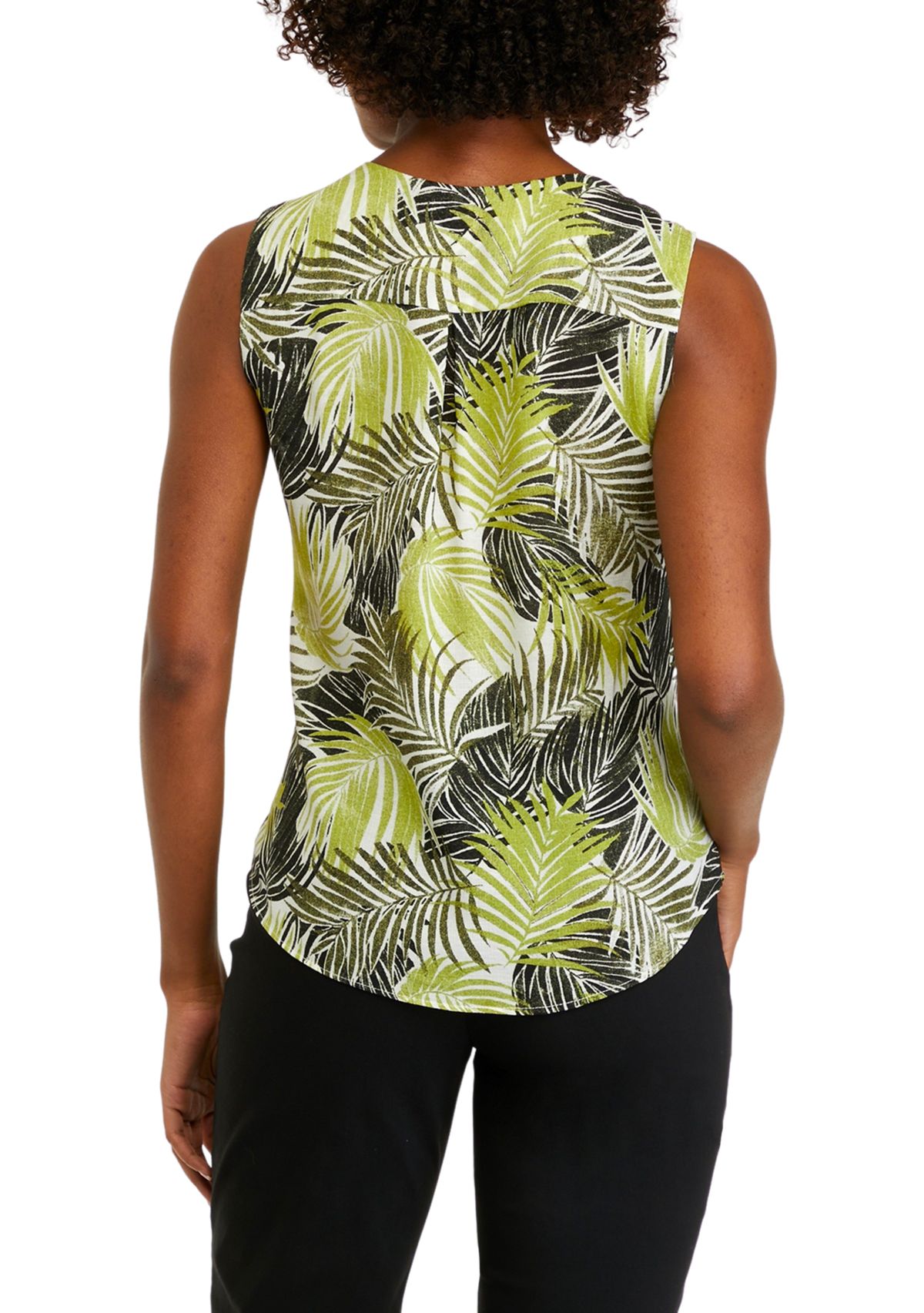 Womens Cap Sleeve Tropical Print Chiffon Blouse