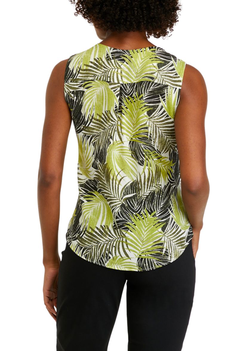 Womens Cap Sleeve Tropical Print Chiffon Blouse