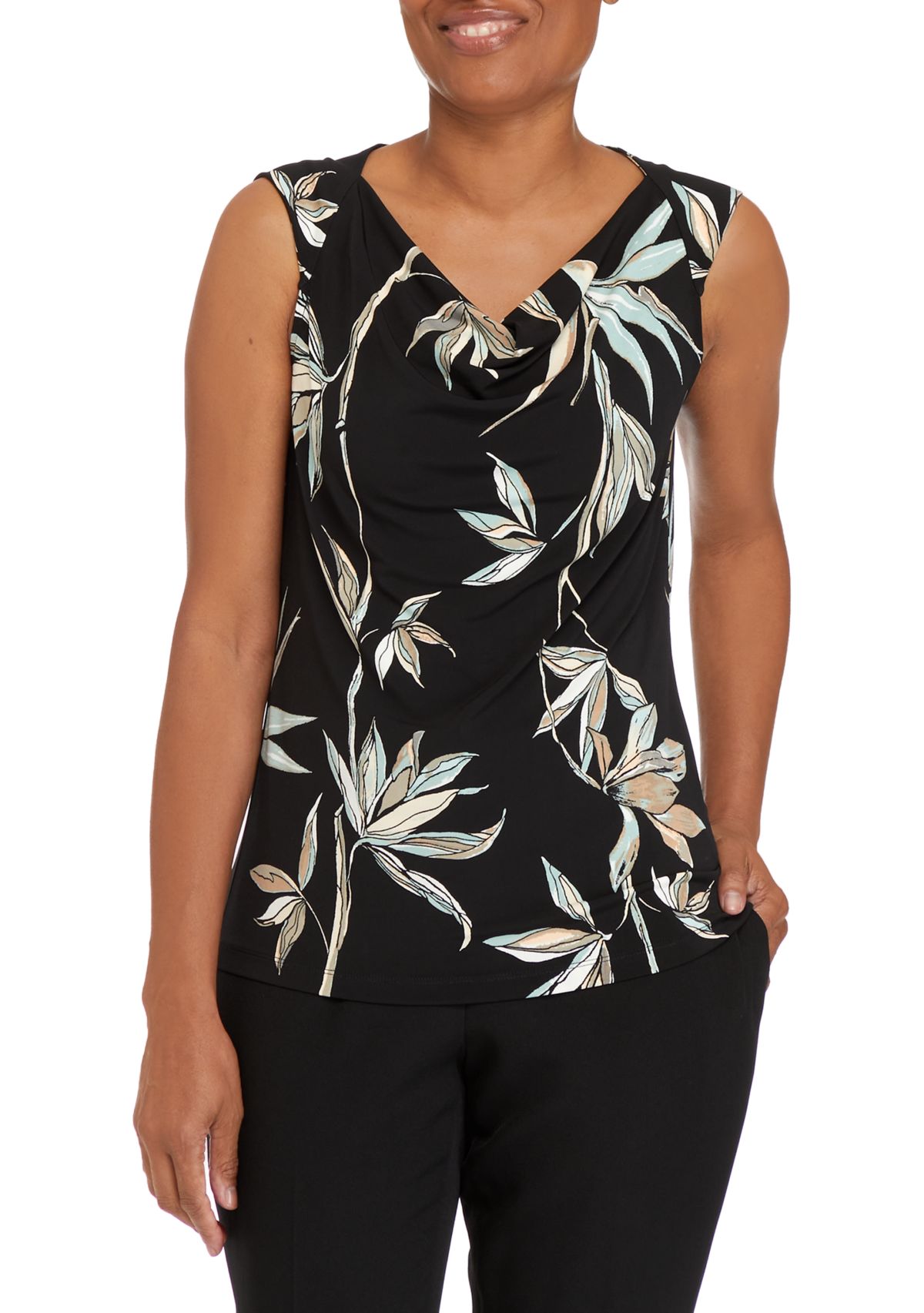 Womens Sleeveless Palm Print Top 