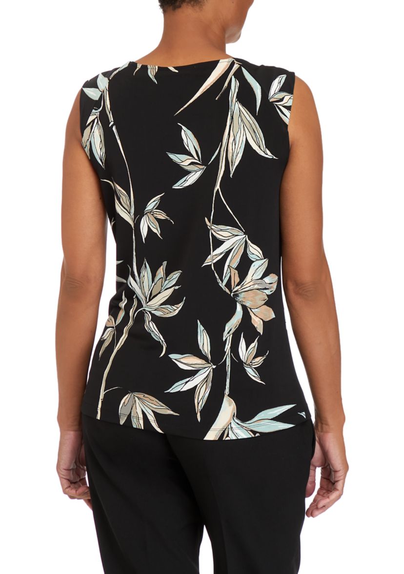 Womens Sleeveless Palm Print Top 