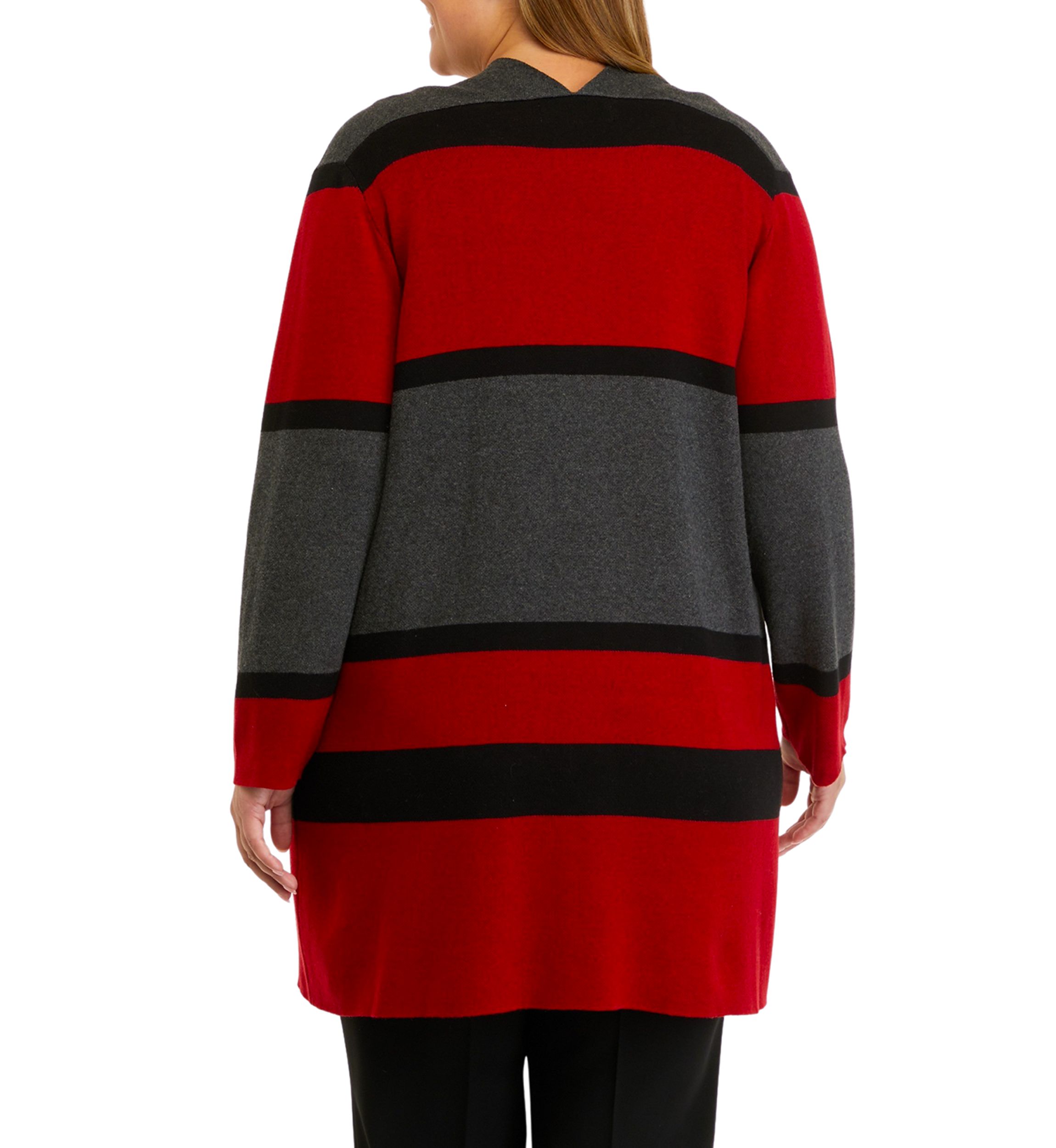Plus Size Long Sleeve Striped Cardigan