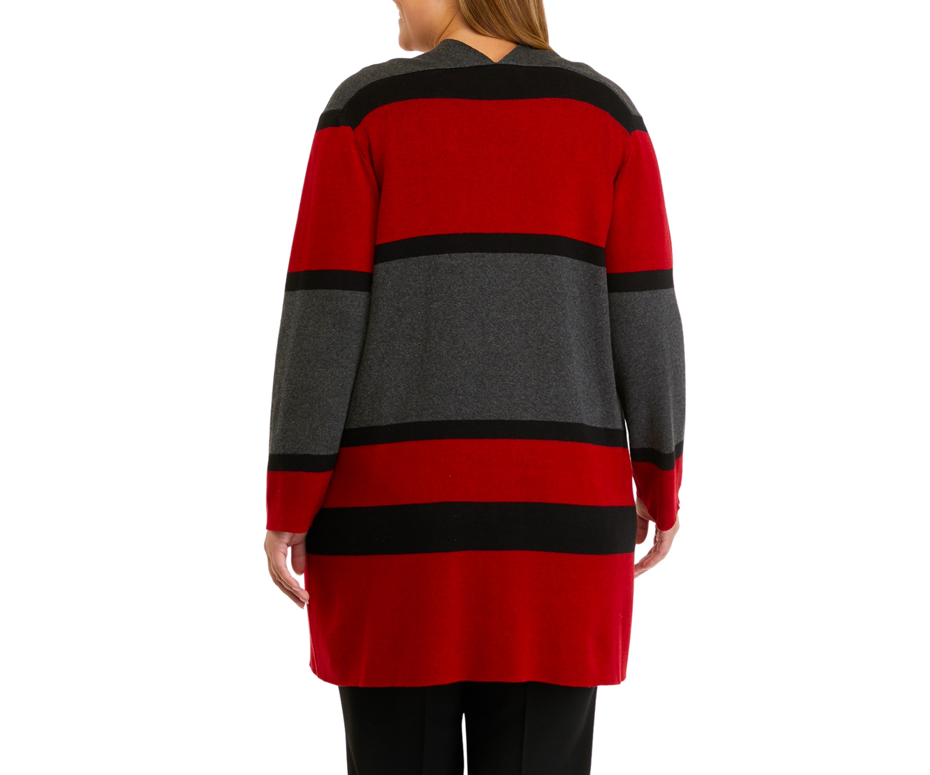 Plus Size Long Sleeve Striped Cardigan