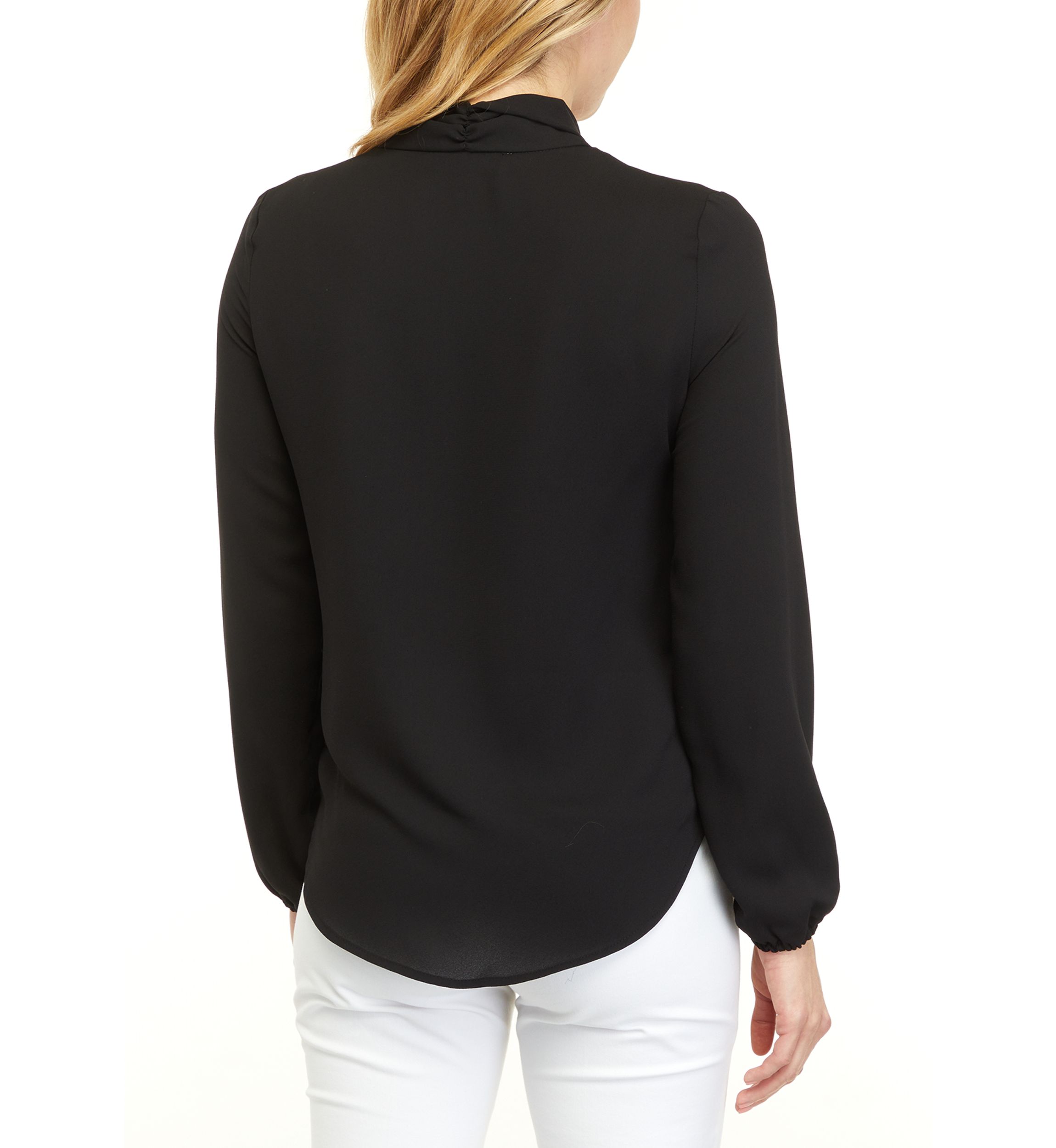 Womens Long Sleeve Tie Front V-Neck Blouse