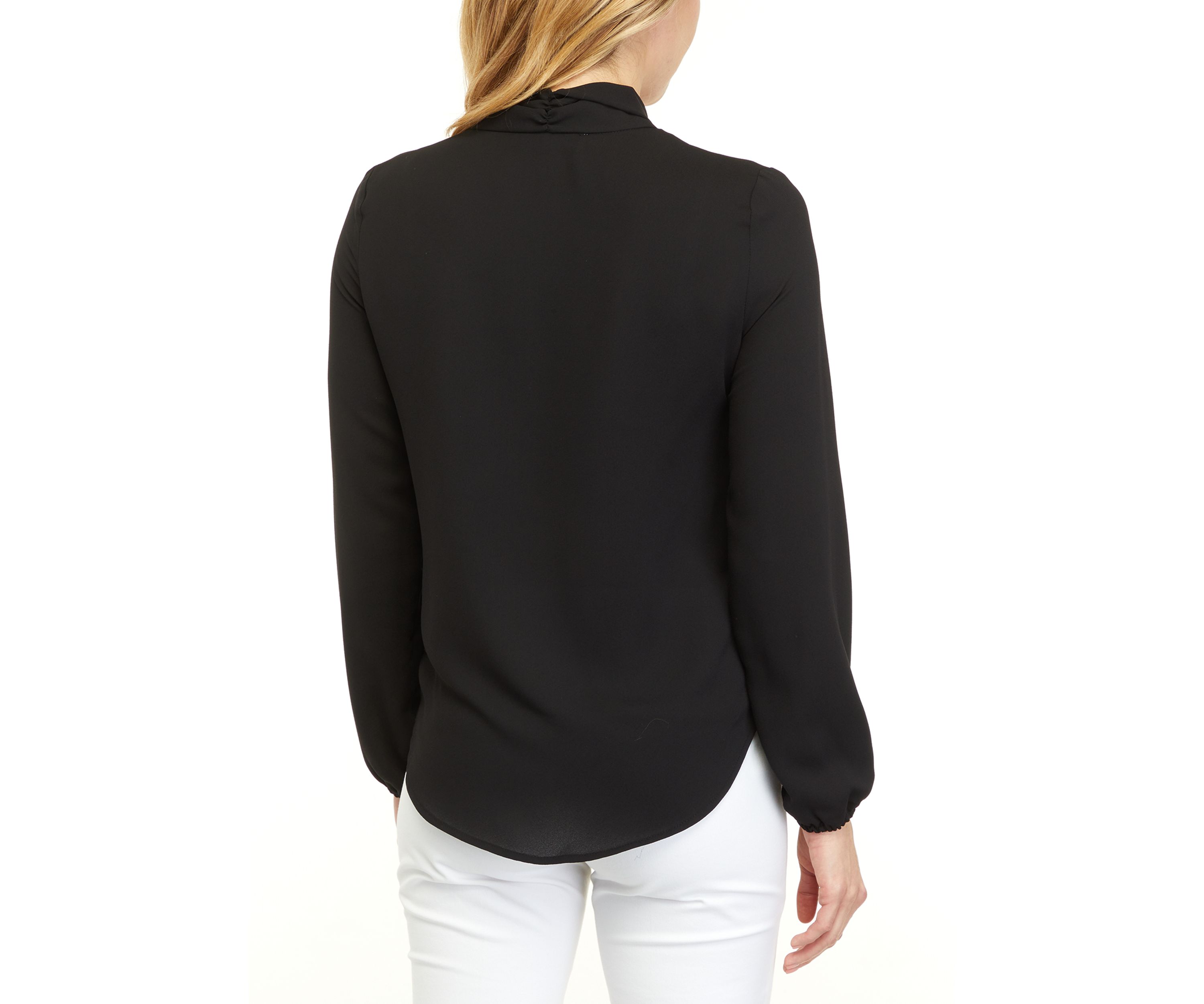 Womens Long Sleeve Tie Front V-Neck Blouse