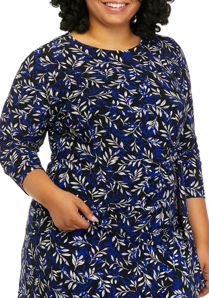 Plus Size Leaf Print Side Tie Top