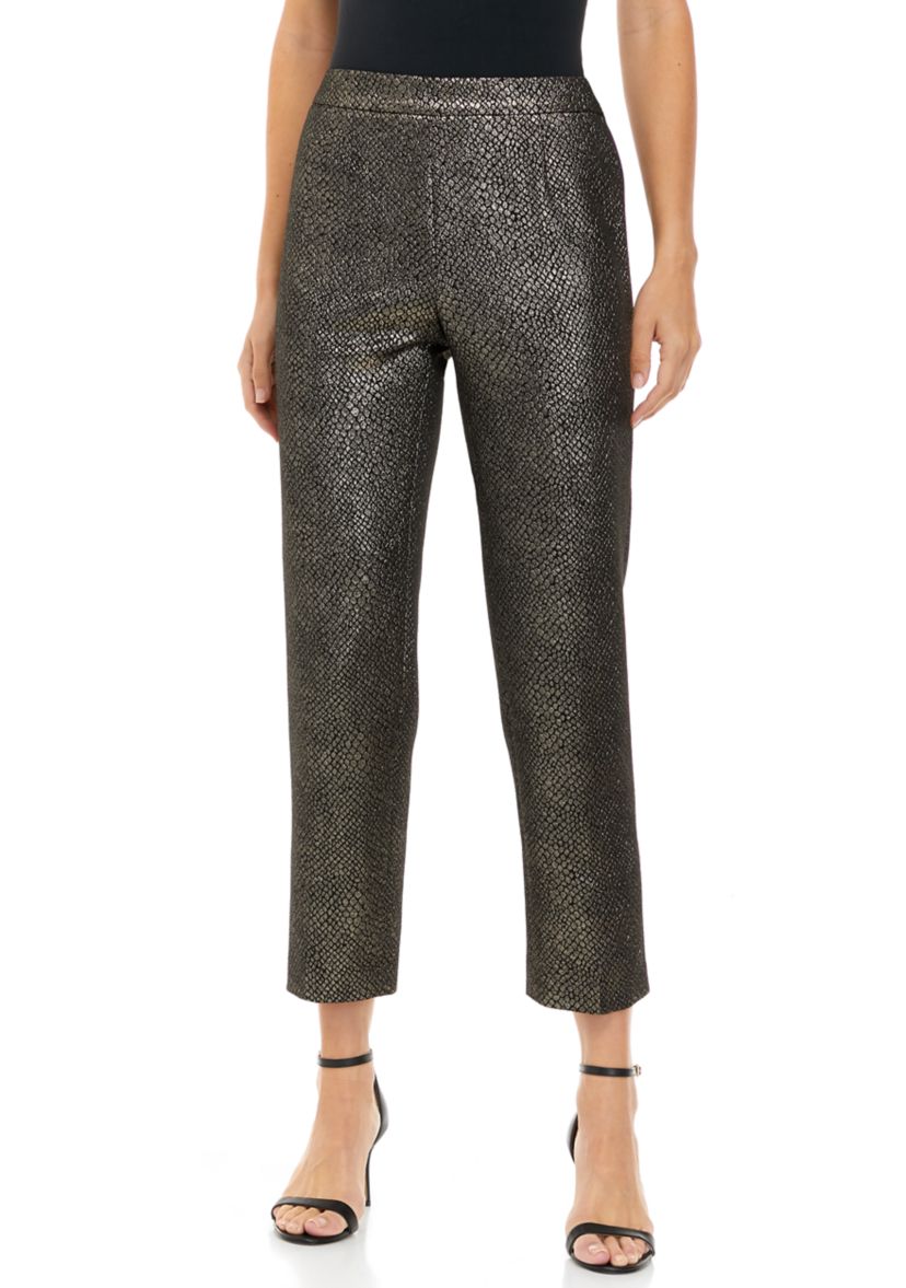 Womens Side Zip Slim Ankle Foil Pants