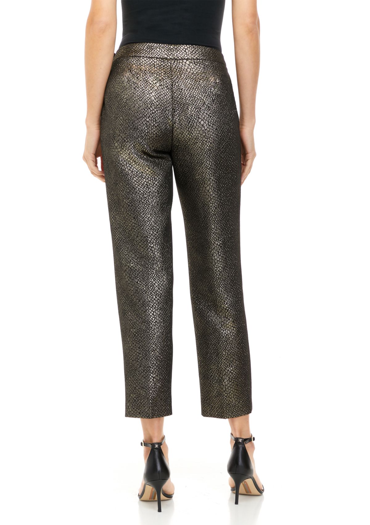 Womens Side Zip Slim Ankle Foil Pants
