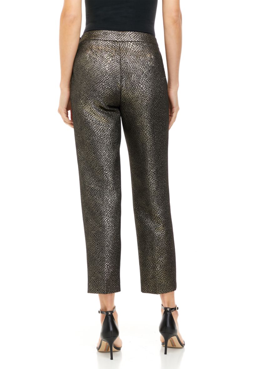 Womens Side Zip Slim Ankle Foil Pants
