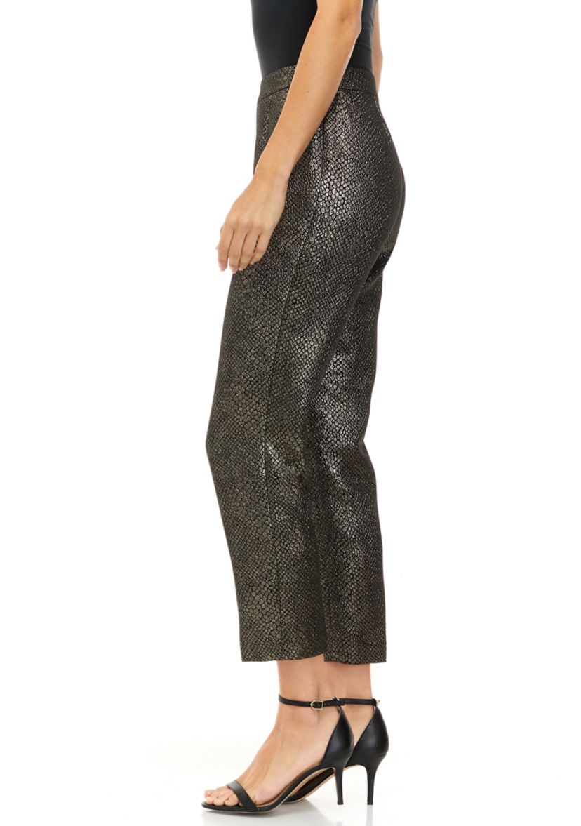 Womens Side Zip Slim Ankle Foil Pants