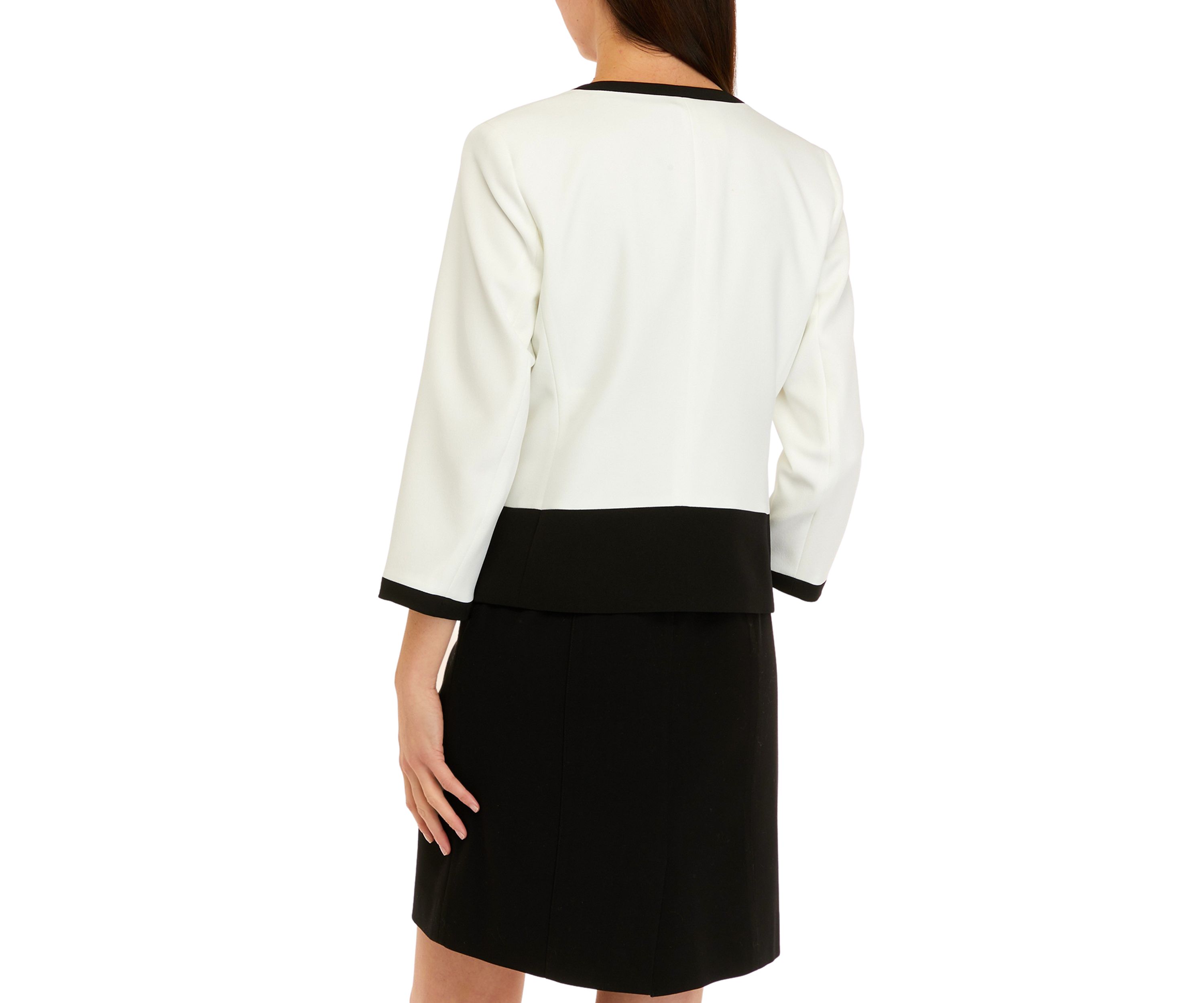 Petite Long Sleeve Color Block Open Front Jacket