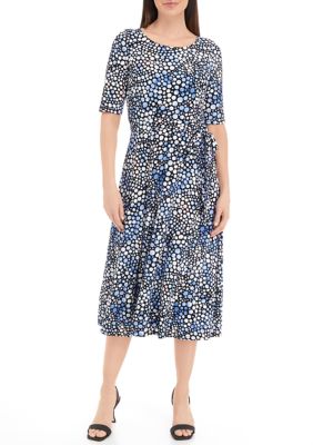 Kasper Women's Elbow Sleeve Dot Print Fit and Flare Dress | belk