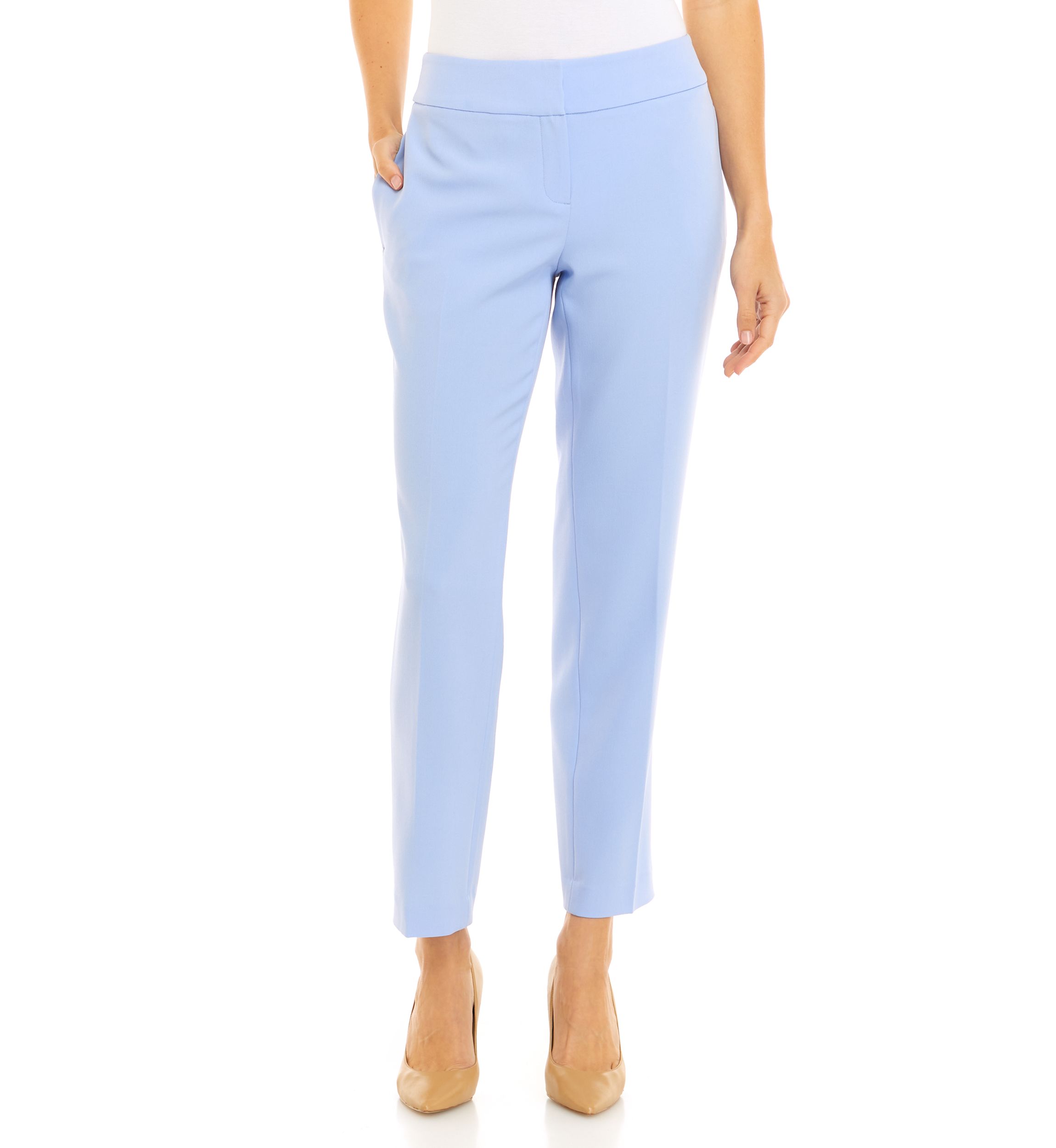 Womens Stretch Crepe Slim Leg Pants