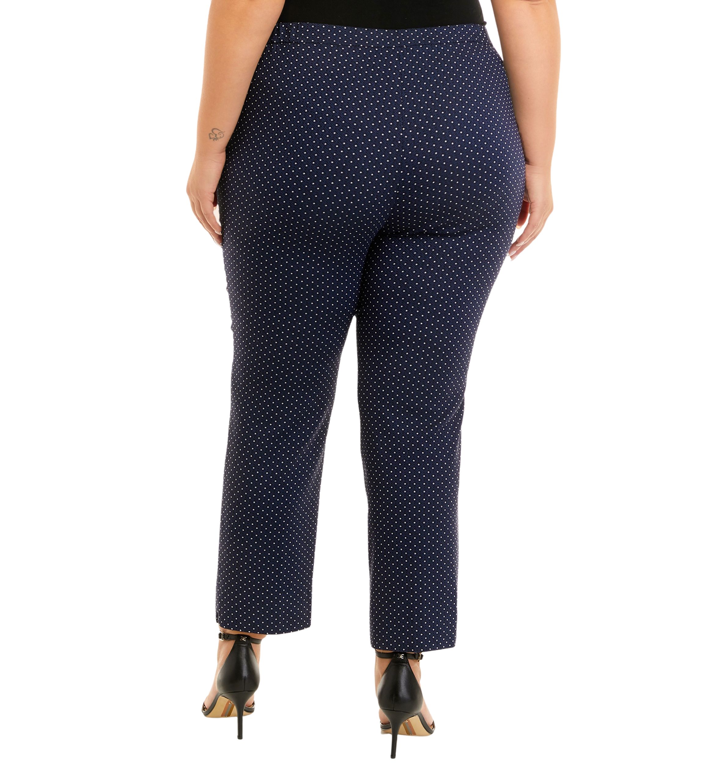 Plus Size Slim Elastic Back Dot Jacquard Pants