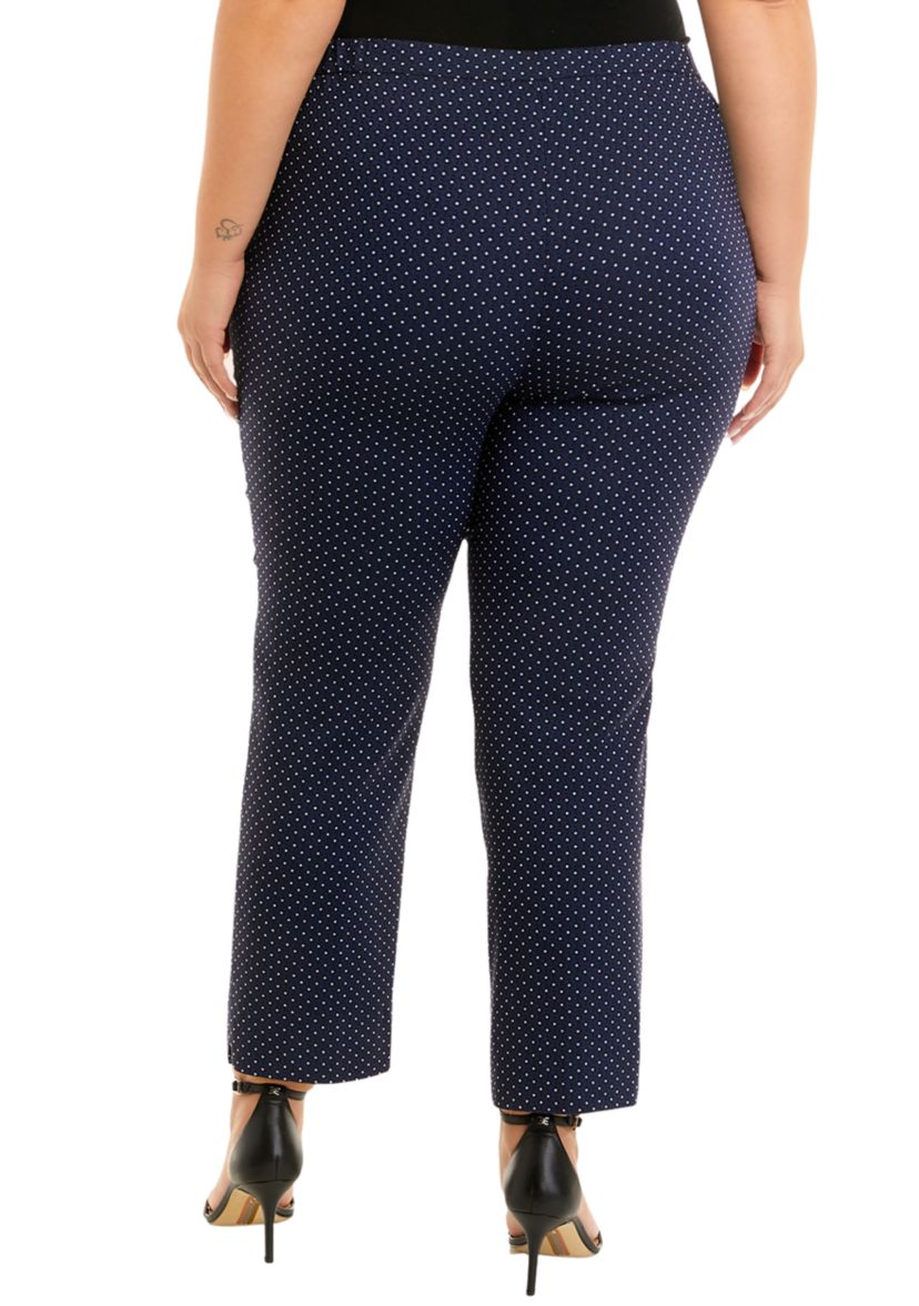 Plus Size Slim Elastic Back Dot Jacquard Pants