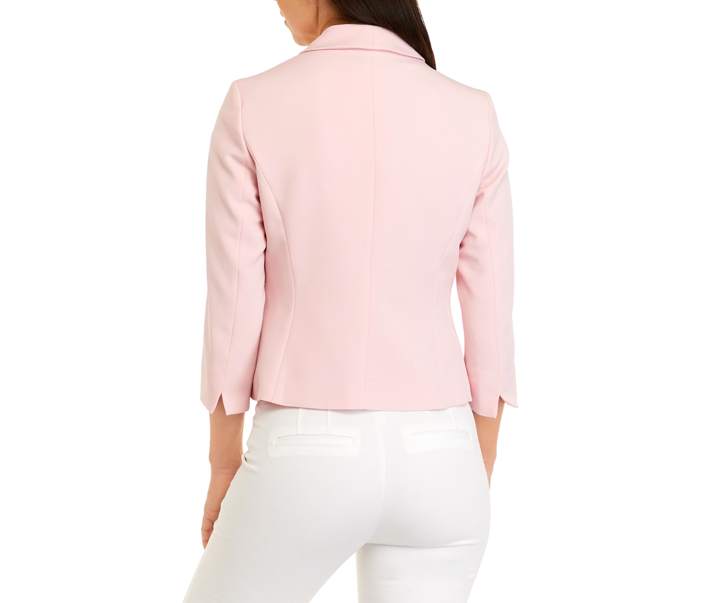 Womens 3/4 Sleeve Open Front Solid Jacket