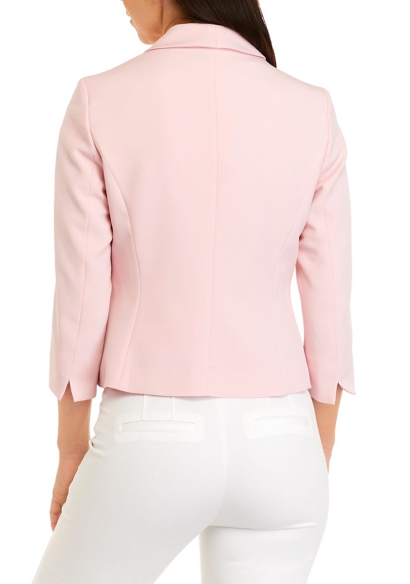 Womens 3/4 Sleeve Open Front Solid Jacket