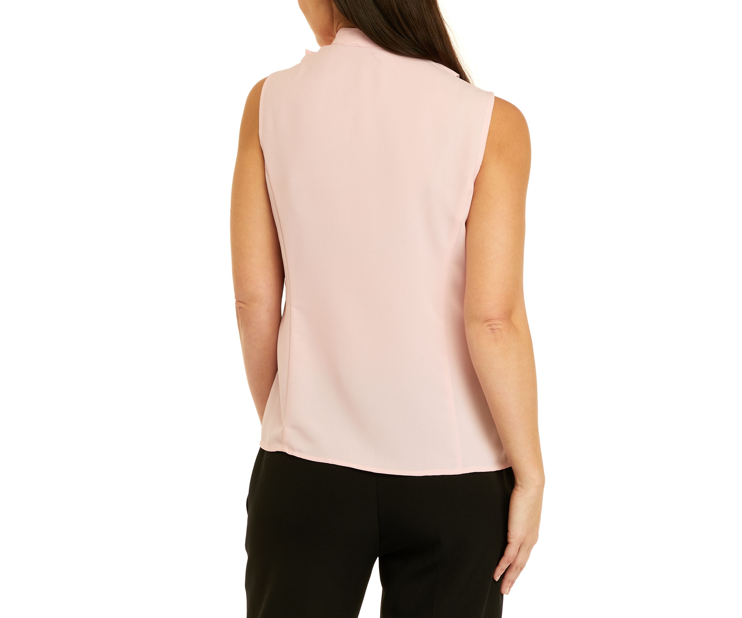 Petite Sleeveless Solid Ruffle Neck Top